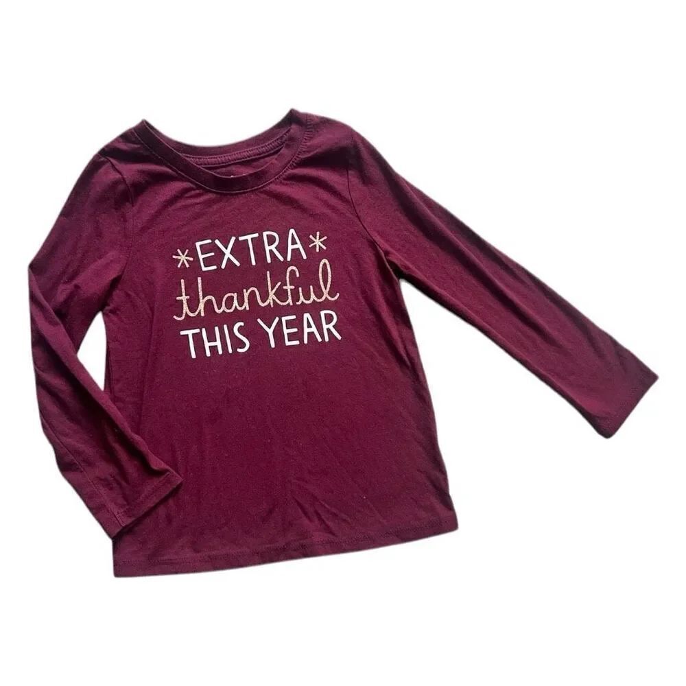 Toddler Girls Cat & Jack Extra Thankful This Year Long Sleeve Tee Shirt - Sz 3T